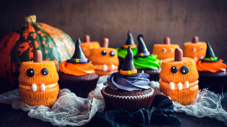 Cup cakes de Halloween Reutilización interior calabaza de Halloween