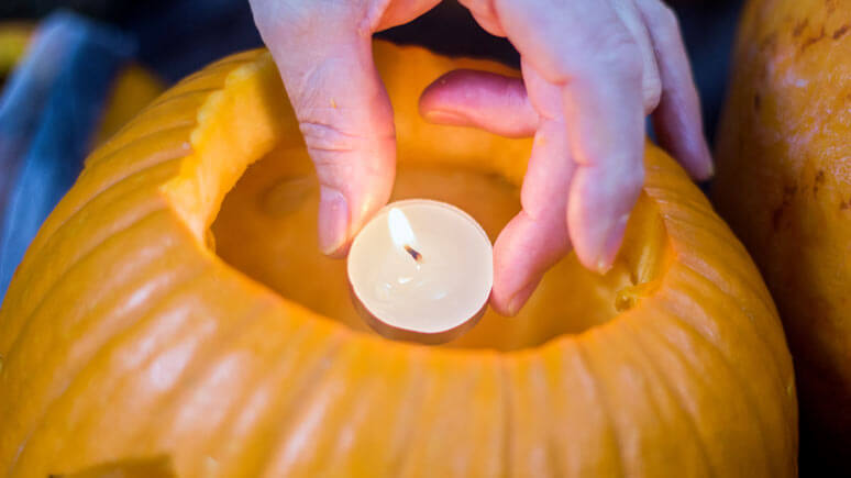 Vela Calabaza Halloween Introducción cirio interior calabaza de Halloween